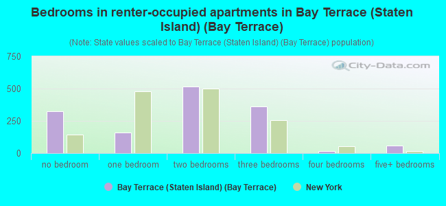 Bedrooms in renter-occupied apartments in Bay Terrace (Staten Island) (Bay Terrace)