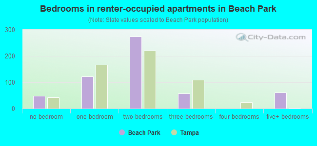 Bedrooms in renter-occupied apartments in Beach Park