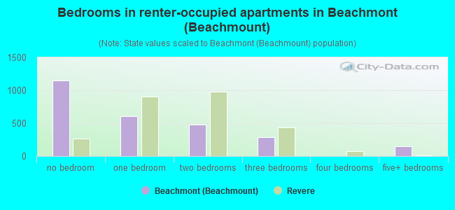 Bedrooms in renter-occupied apartments in Beachmont (Beachmount)