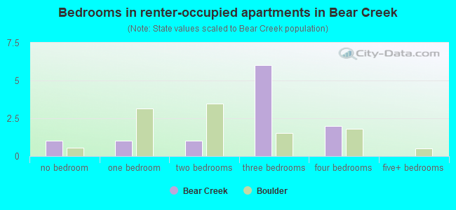 Bedrooms in renter-occupied apartments in Bear Creek