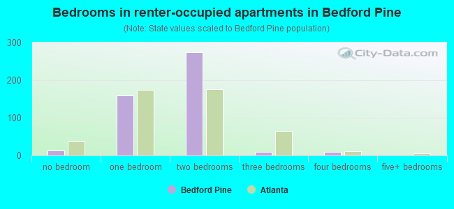 Bedrooms in renter-occupied apartments in Bedford Pine