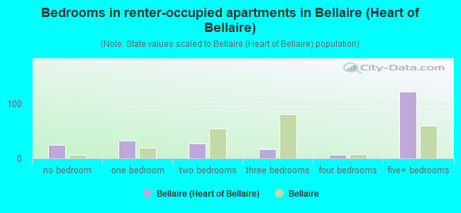 Bedrooms in renter-occupied apartments in Bellaire (Heart of Bellaire)