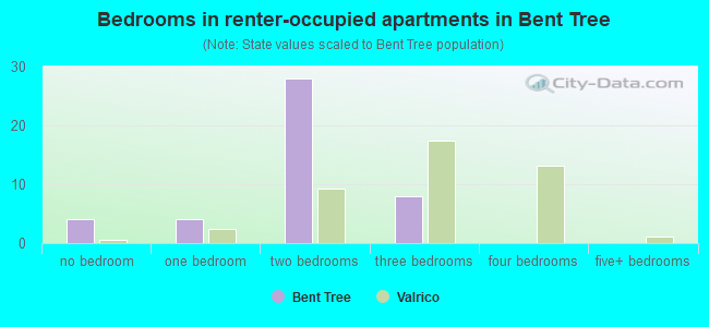 Bedrooms in renter-occupied apartments in Bent Tree