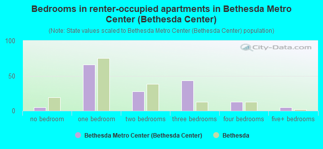 Bedrooms in renter-occupied apartments in Bethesda Metro Center (Bethesda Center)