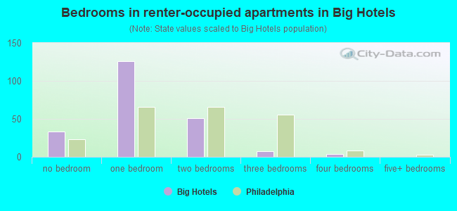Bedrooms in renter-occupied apartments in Big Hotels