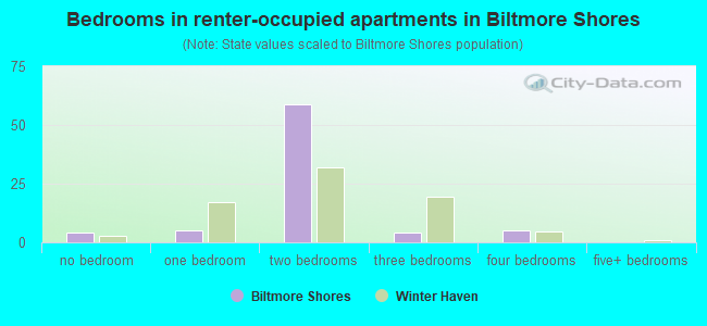 Bedrooms in renter-occupied apartments in Biltmore Shores