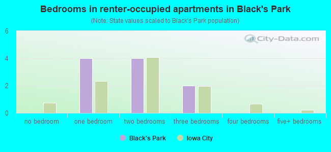 Bedrooms in renter-occupied apartments in Black's Park