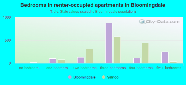 Bedrooms in renter-occupied apartments in Bloomingdale