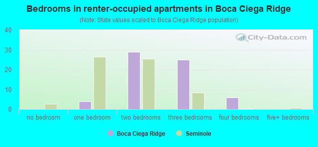 Bedrooms in renter-occupied apartments in Boca Ciega Ridge