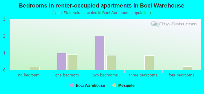 Bedrooms in renter-occupied apartments in Boci Warehouse