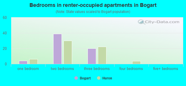 Bedrooms in renter-occupied apartments in Bogart