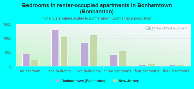 Bedrooms in renter-occupied apartments in Bonhamtown (Bonhamton)