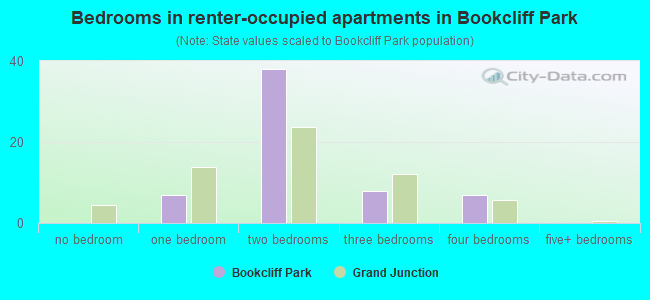 Bedrooms in renter-occupied apartments in Bookcliff Park