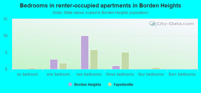Bedrooms in renter-occupied apartments in Borden Heights