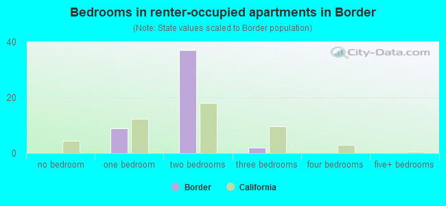 Bedrooms in renter-occupied apartments in Border