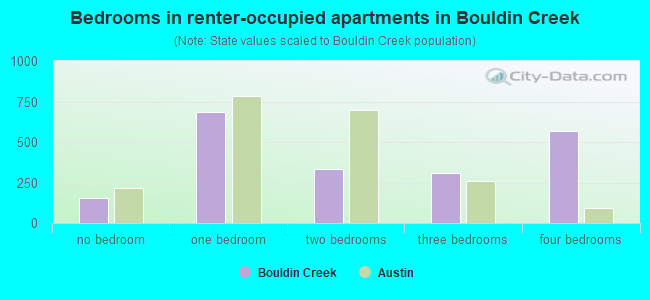 Bedrooms in renter-occupied apartments in Bouldin Creek