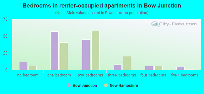 Bedrooms in renter-occupied apartments in Bow Junction