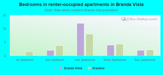 Bedrooms in renter-occupied apartments in Branda Vista