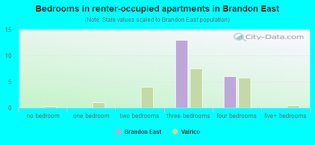 Bedrooms in renter-occupied apartments in Brandon East