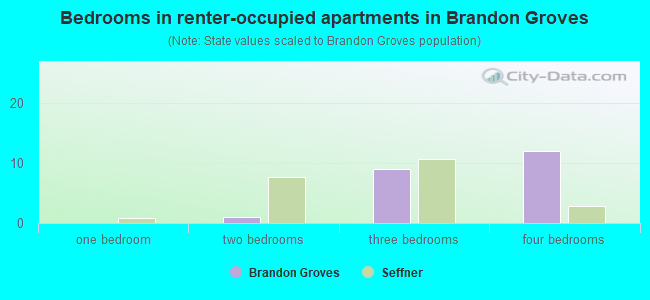 Bedrooms in renter-occupied apartments in Brandon Groves