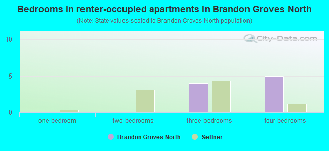 Bedrooms in renter-occupied apartments in Brandon Groves North