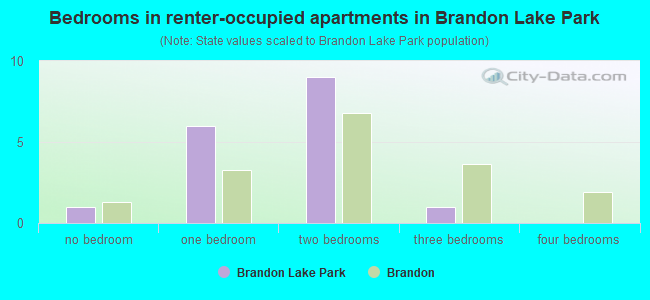 Bedrooms in renter-occupied apartments in Brandon Lake Park