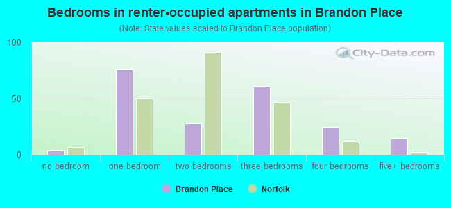 Bedrooms in renter-occupied apartments in Brandon Place