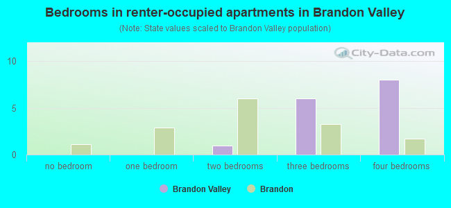 Bedrooms in renter-occupied apartments in Brandon Valley