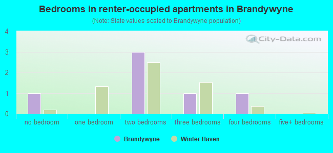 Bedrooms in renter-occupied apartments in Brandywyne