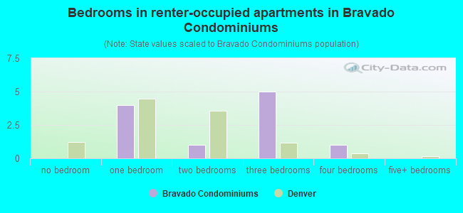 Bedrooms in renter-occupied apartments in Bravado Condominiums