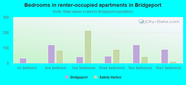 Bedrooms in renter-occupied apartments in Bridgeport