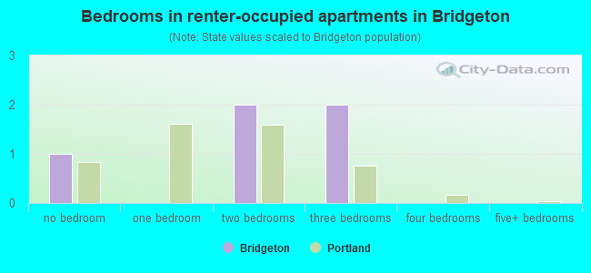 Bedrooms in renter-occupied apartments in Bridgeton