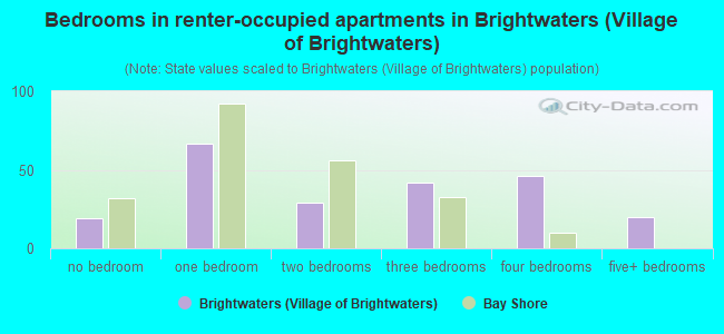 Bedrooms in renter-occupied apartments in Brightwaters (Village of Brightwaters)
