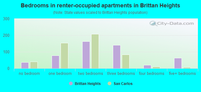 Bedrooms in renter-occupied apartments in Brittan Heights