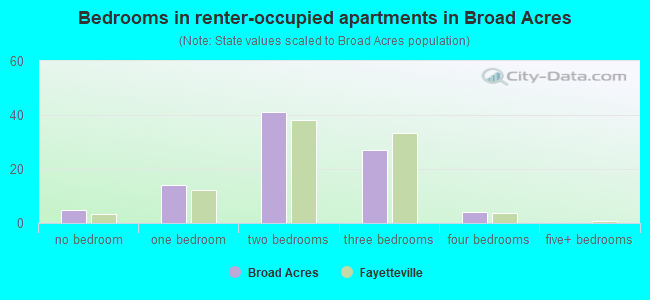 Bedrooms in renter-occupied apartments in Broad Acres