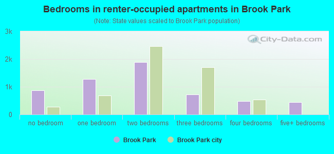 Bedrooms in renter-occupied apartments in Brook Park