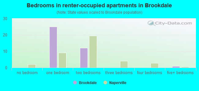 Bedrooms in renter-occupied apartments in Brookdale