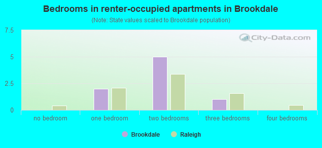 Bedrooms in renter-occupied apartments in Brookdale