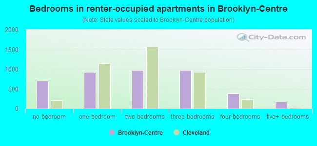 Bedrooms in renter-occupied apartments in Brooklyn-Centre