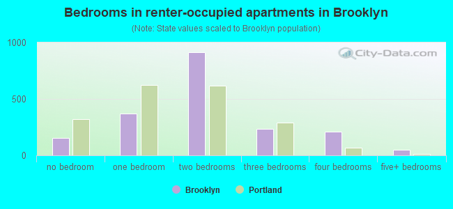 Bedrooms in renter-occupied apartments in Brooklyn