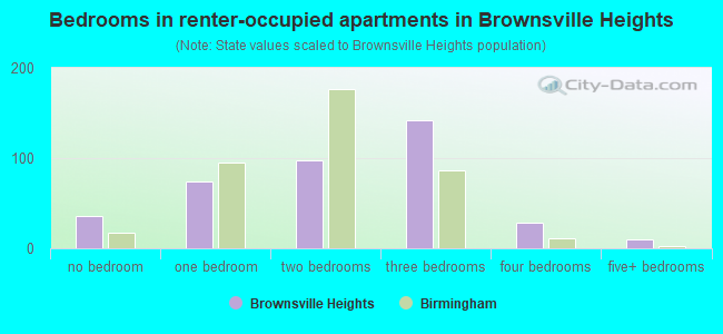 Bedrooms in renter-occupied apartments in Brownsville Heights