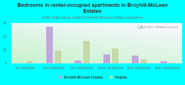 Bedrooms in renter-occupied apartments in Broyhill-McLean Estates