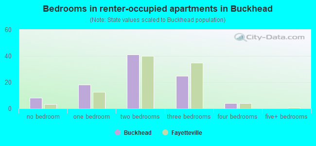 Bedrooms in renter-occupied apartments in Buckhead