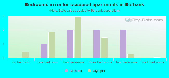 Bedrooms in renter-occupied apartments in Burbank