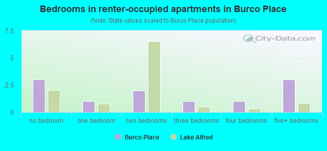Bedrooms in renter-occupied apartments in Burco Place
