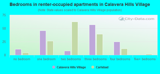 Bedrooms in renter-occupied apartments in Calavera Hills Village