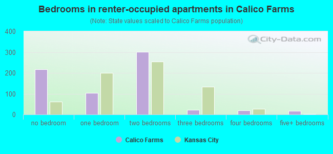 Bedrooms in renter-occupied apartments in Calico Farms