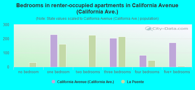 Bedrooms in renter-occupied apartments in California Avenue (California Ave.)