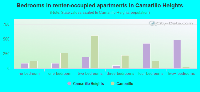 Bedrooms in renter-occupied apartments in Camarillo Heights