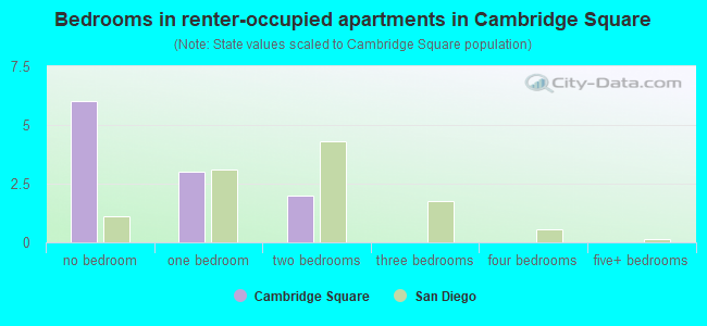 Bedrooms in renter-occupied apartments in Cambridge Square
